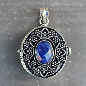 New Blue Sapphire 925 Silver Poison Pendant.